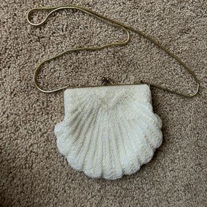 Beaded seashell clutch purse